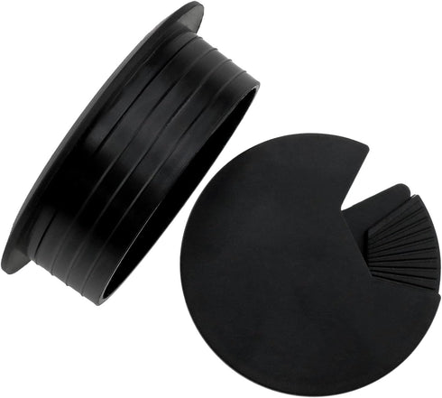 Lovelysp 2-3/8 inch Table Wire Cable Ring Hole Cover, 4PCS Black Plastic Organizer for Office PC Desk