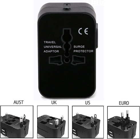Premium Travel Adapter, Portable Universal All in One Worldwide Power Adapter, European Travel Plug Adapter, Power Converter Adapter, for AC Power Plug, Car Power, with Dual USB Charging Ports