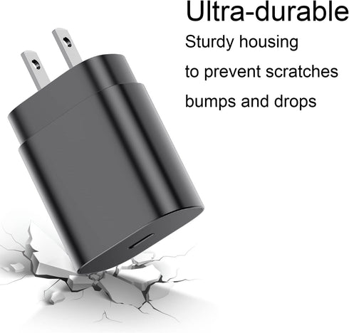 25W USB-C Fast Chargers (2 Pack) & 6ft Cable for Samsung Galaxy S22, S21, S20, Note 20 - Android Phone Charger
