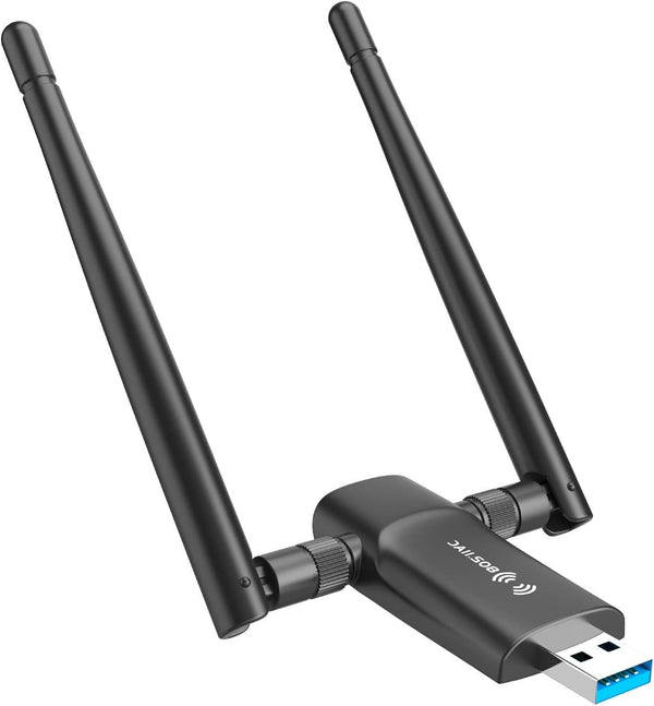 Wireless USB WiFi Adapter for PC - 1300Mbps Dual 5Dbi Antennas for Desktop PC Laptop Windows