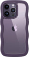 JETech iPhone 14 Pro Max Case 6.7" - Shockproof Clear Hard PC Back, Wave Frame Curly Shape, Deep Purple for Women &