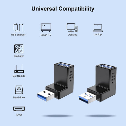 USB 3.0 Adapter 90 Degree Male to Female Combo, Vertical Up and Down Angle Coupler Connector