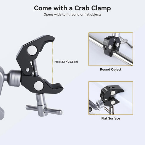 UTEBIT 22" 1/4" Magic Arm w Clamp Mount, Desk Camera Mount Articulating Friction Boom w Arm Thread Adapter, Overhead