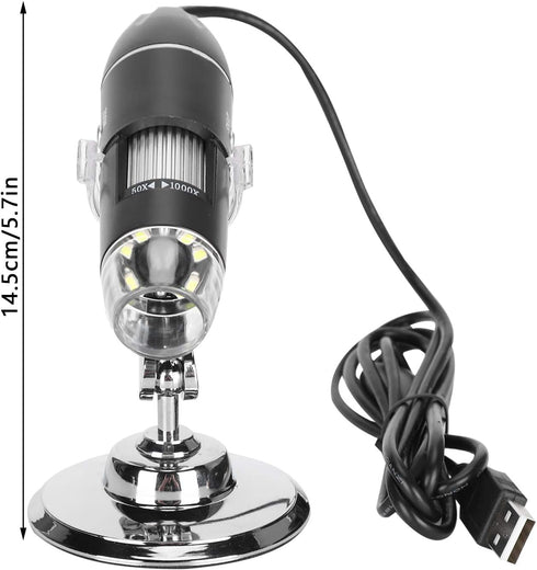 USB Microscope, Portable Industrial Accessories with 8 LED Lights for Phone Repair and Jewelry Appraisal