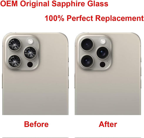 OEM Back Rear Camera Lens Glass Replacement for iPhone 15 Pro Max 6.7 inches with Pre-Installed Adhesive and Repairing