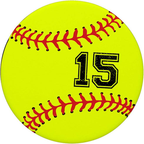 PopSockets Softball No #15 Jersey Number 15 Ball Catcher & Pitcher Gift: Swappable Grip for Phones & Tablets