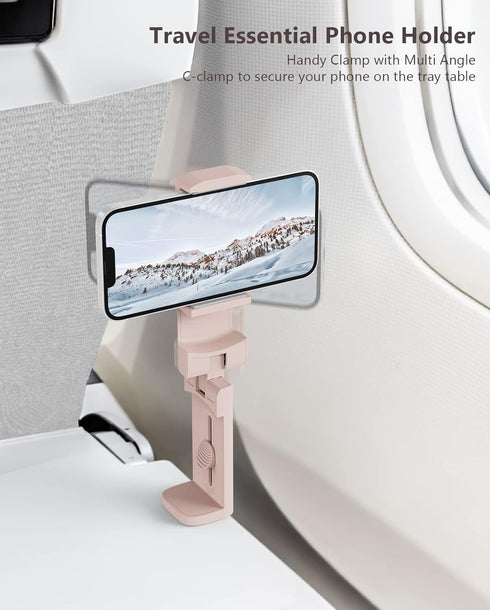 MiiKARE Airplane Travel Essentials Phone Holder, Universal Handsfree Mount for Flying with 360 Degree Rotation