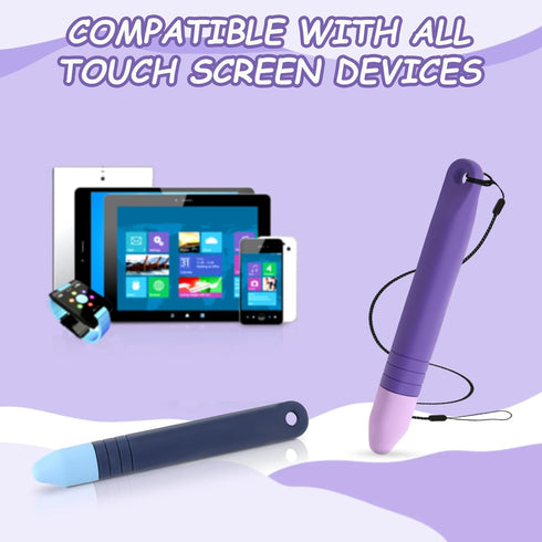 2pcs Kids Stylus Pens with Lanyards, Anti-Slip Rubber Writing, Compatible with iPad Android All Touch Screen Devices