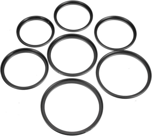 7Pcs Filter Ring Adapter Set, Aluminum Camera Lens Filter Ring Adapter Kit, Camera Professional Mini Step Up, Camera