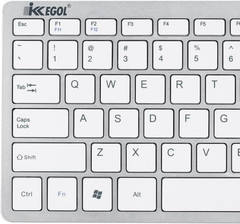iKKEGOL USB Slim Mini Wired 78 Key Small Super Thin Compact Keyboard for Desktop Laptop PC, White