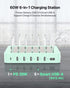 SooPii 60W/12A 6-Port Charging Station - PD 20W USB C Fast Charging for iPhone 14/13/12, 6 Short Cables Included