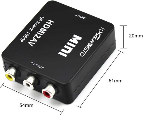 HDMI to RCA 1080P Converter Adapter, HDMI to AV 3RCA Composite Video Audio with USB Charge Cable (Black)