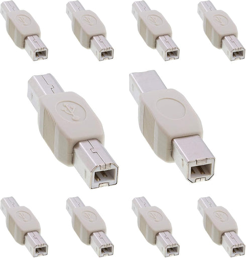 Cmple - 10 Pack USB B to B Adapter USB 2.0 Male to Male Coupler Plug Connector for Printer Scanner HDD