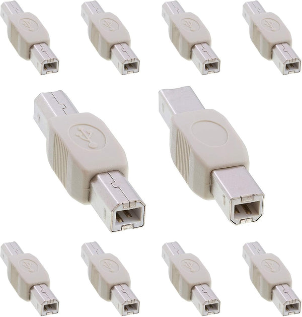 Cmple - 10 Pack USB B to B Adapter USB 2.0 Male to Male Coupler Plug Connector for Printer Scanner HDD