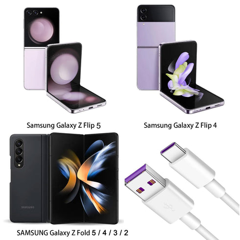 5FT USB C Charger Cable for New Samsung Galaxy Z Flip 5, Z Flip 4, Z Flip 3, Z Flip 2, Samsung Galaxy Z Fold 5, Fold 4,