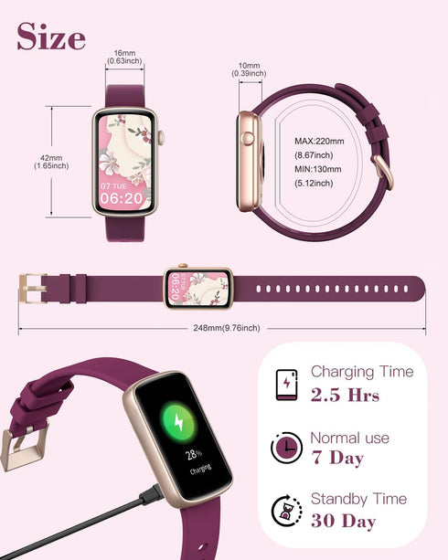 Smart Watches for Women, LYNN2 Fitness Tracker Watch Compatible with iPhone Android, Heart Rate Monitor, Waterproof