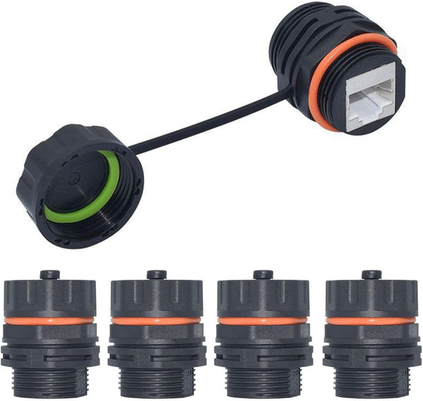 5PCS Panel Mounting Shielded CAT6A RJ45 Waterproof Connector - Cat5/5e/6/6E 8P8C Ethernet LAN Cable Coupler with