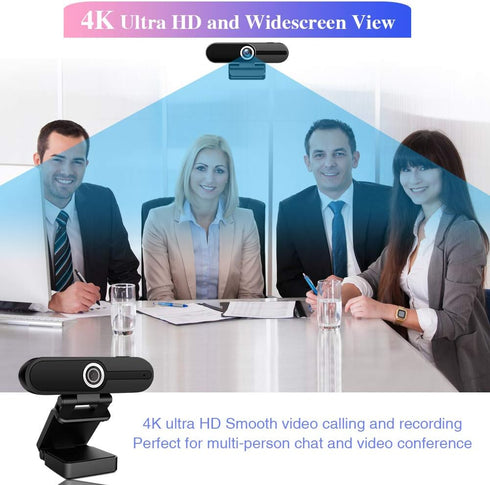 HZQDLN 4K 8MP Webcam with Microphone, Laptop PC Desktop Computer Web Camera, USB Webcams for Video Calling Recording