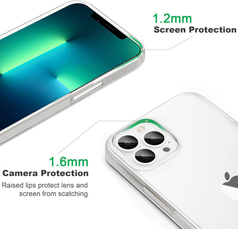 JJGoo Clear iPhone 13 Pro Case, Transparent Soft Shockproof Slim Thin Bumper Cover Phone Case