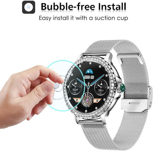 3 Pack Tempered Glass Screen Protector for Fitonus F19 1.3 inch Smartwatch, Compatible with BOCLOUD NX19