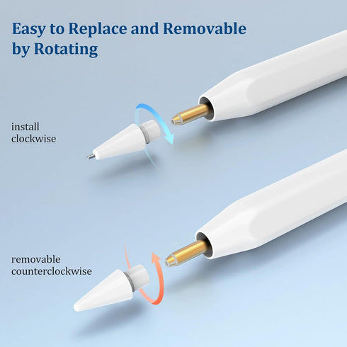 Replacement Tips for Apple Pencil 2nd Gen/1st Gen, No Wear Out Tips, Metal Pencil Nibs for Precise Control (4 Pack)