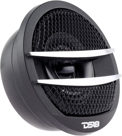 DS18 TX1S 1.38-inch Tweeter Set of 2 - 200 Watts Max Pei Dome Ferrite with Mounting Kit (Black/Silver)