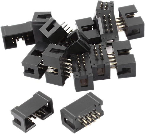uxcell 15Pcs 2x4 Pins, 2.54mm Pitch Straight Connector Pin IDC Box Headers