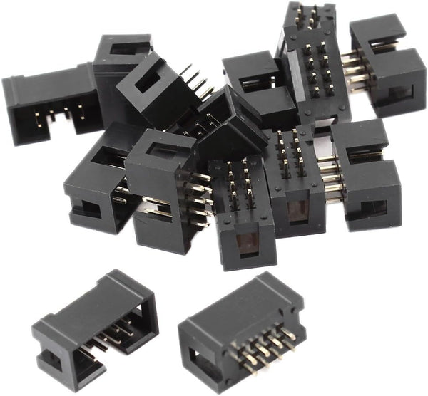 uxcell 15Pcs 2x4 Pins, 2.54mm Pitch Straight Connector Pin IDC Box Headers