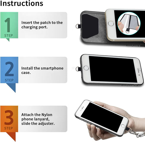 SS Phone Lanyard, Adjustable Detachable Neckstrap and Phone Tether, Suitable for All Smartphones - Black