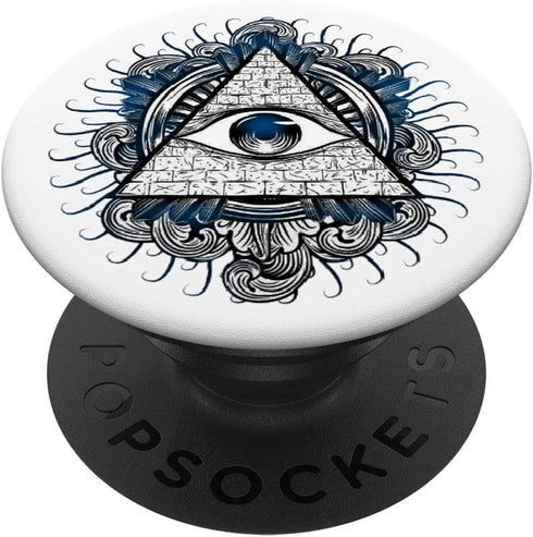 All Seeing All Knowing Eye Blue Evil Eye Pyramid Triangle by PopSockets, Swappable Grip for Phones & Tablets