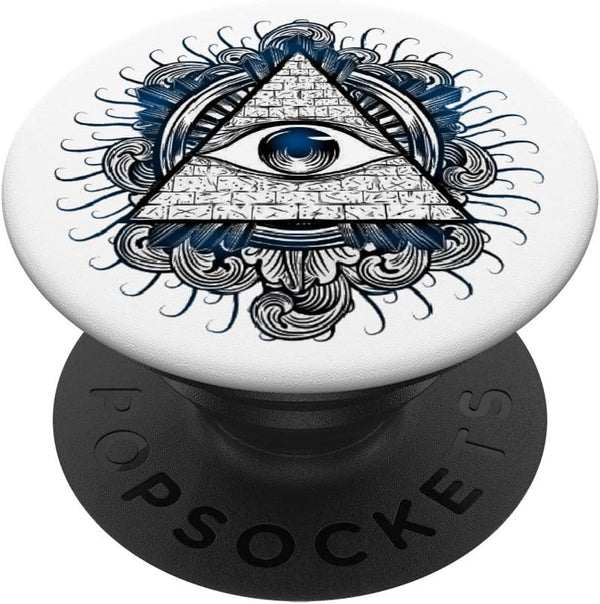 All Seeing All Knowing Eye Blue Evil Eye Pyramid Triangle by PopSockets, Swappable Grip for Phones & Tablets