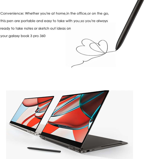 Samsung Galaxy Book 3 Pro 360 S Pen, Black, Compatible with Galaxy Book 3 360, Includes Nibs Replacement