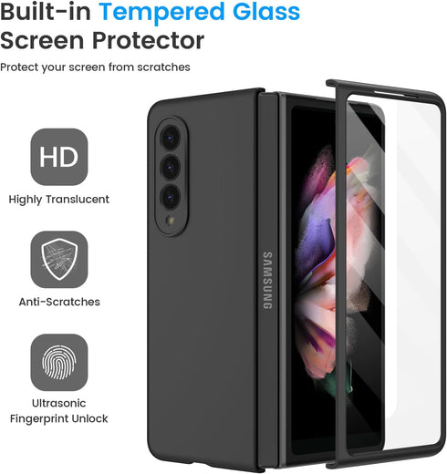 Ruky for Galaxy Z Fold 3 Full Body Case - Built-in Screen Protector, Hard PC Ultra-Thin Anti-Scratches Shockproof