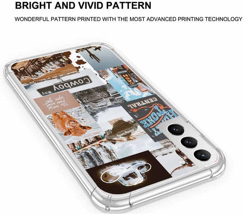 Cowboy Case Case for Galaxy S23,Retro Western Country Cowgirl Life Art Collage Phone Case for Boys Men Women,Trendy Soft TPU Case Compatible with Samsung Galaxy Galaxy S23