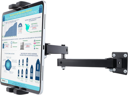 Foldable Tablet Wall Mount Holder, Multiple Angles Adjustment, Extendable Articulating Aluminum Alloy Mount for Tablets