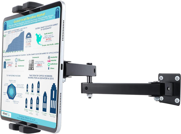 Foldable Tablet Wall Mount Holder, Multiple Angles Adjustment, Extendable Articulating Aluminum Alloy Mount for Tablets