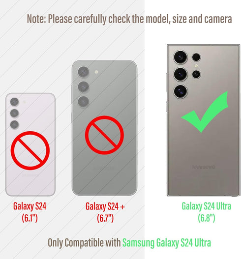 Armor Phone Case for Samsung Galaxy S24 Ultra, Military Grade Drop Protection, Heavy Duty Hybrid Metal Bumper, Black