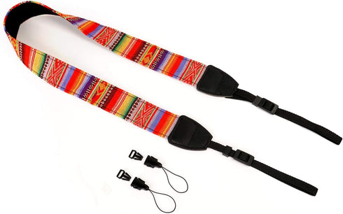 WANBY Canvas Rainbow Camera Strap with Quick Release Buckles for DSLR SLR