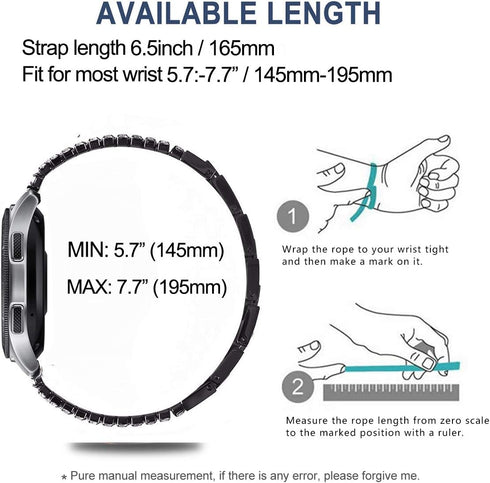 Bands Compatible with Samsung Galaxy Watch 46mm / Galaxy 3 45mm, 22mm Bling Diamond Stainless Steel Metal Replacement