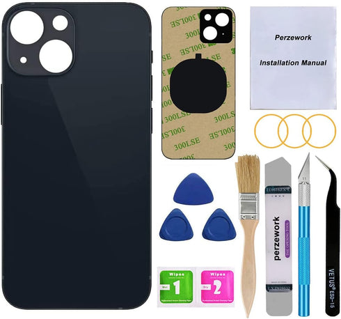 OEM Rear Back Glass Replacement (Black) for iPhone 13, 6.1 inches, with Repair Tool Kits