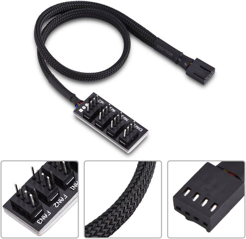 Bewinner 4-Pin PWM Fan Hub, 4-pin Male for CPU Fan Power Multi Splitter Connector Cable Adapter for 12V Fans