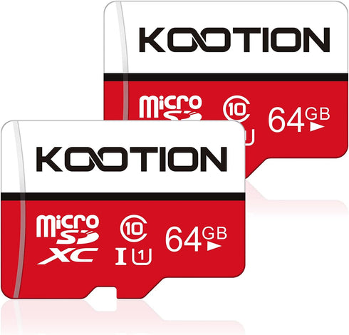 KOOTION 64GB Micro SD Card, 2 Pack, Micro SDXC Memory U1 Class 10 High Speed TF Flash Card