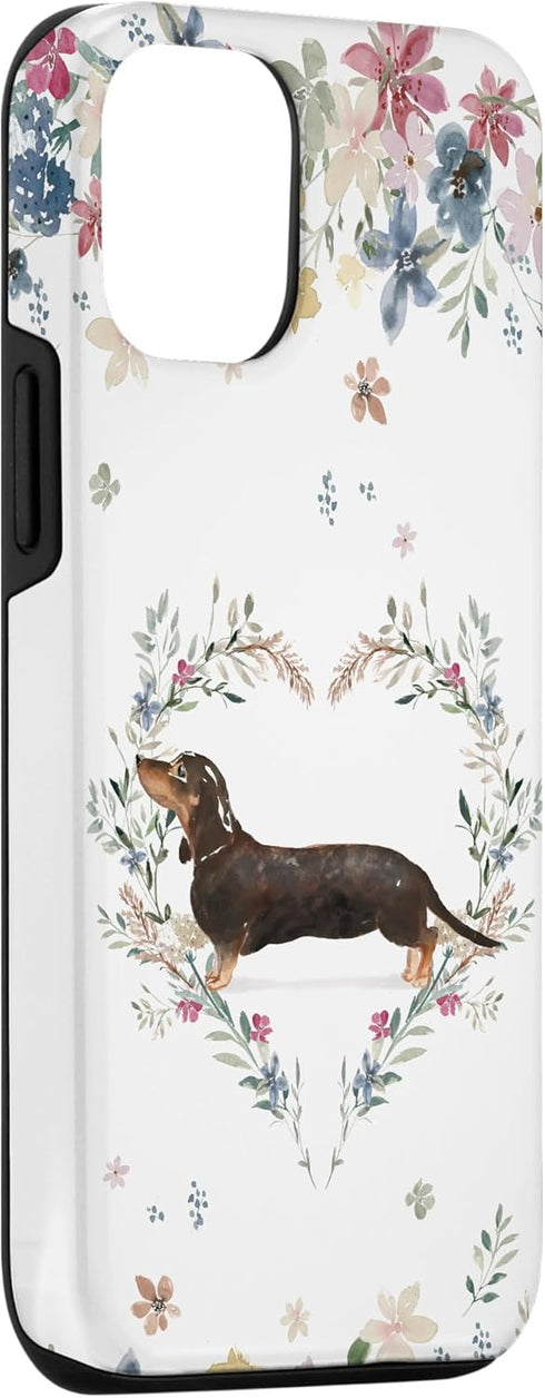 Dachshund Watercolor Art Phone Case for iPhone 14 Pro - Unique Illustrated Design, Perfect for Dog Lovers!