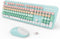 FOPETT 2.4GHz Wireless Keyboard and Mouse Set with Switch Button - Full-Size Keyboard Compatible for Windows/Laptop/PC