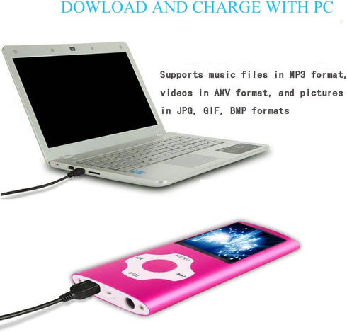 Hotechs. MP3 MP3 32GB 1.82'' Player, Hotechs Music Player with Memory SD Card Slim Classic Digital LCD Screen Mini USB
