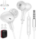 Wired Earbuds Noise Canceling for Chromebook PC School, 3.5mm Headphones Ear Buds with Mic, Magnet Stereo Plug in