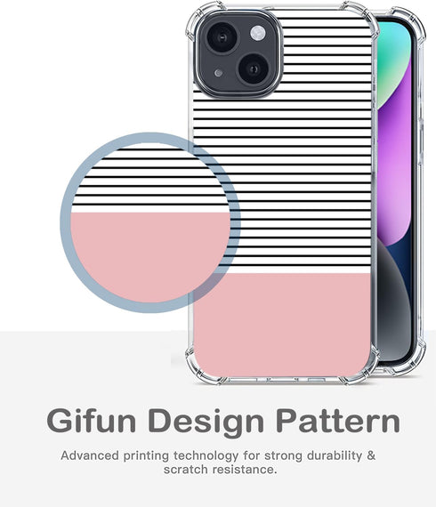 Stripes Case for iPhone 13/14, Hard PC+TPU Bumper Clear Protective Case Compatible with iPhone 13/14 6.1" - Minimal