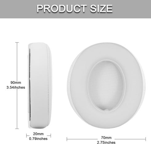 Replacement Ear Pads for Beats Studio 2 & 3, Cushions with Memory Noise Isolation Foam, Softer Leather-White