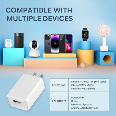Wall Charger Cube 5V2A USB Power Supply Charging Block Universal Wall Plug Brick Portable Travel Fast Charger Power Adapter for iPhone, Samsung Galaxy, LG (2PCS-White)