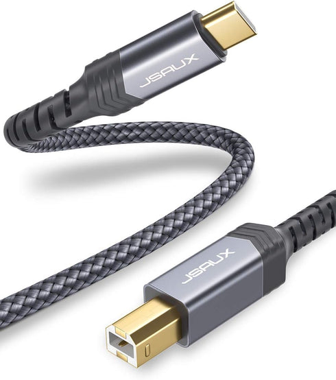 JSAUX 10ft USB C to USB B Printer Cable - Nylon Braided,